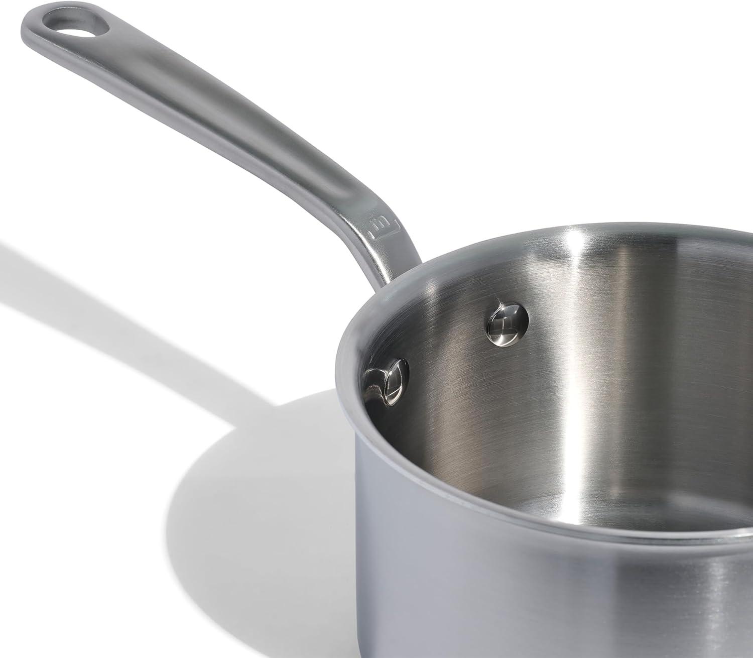 Made In Cookware - 2 Quart Stainless Steel Saucepan with Lid - 5 Ply Stainless Clad Sauce Pan - Professional Cookware - Crafted in Italy - Induction Compatible