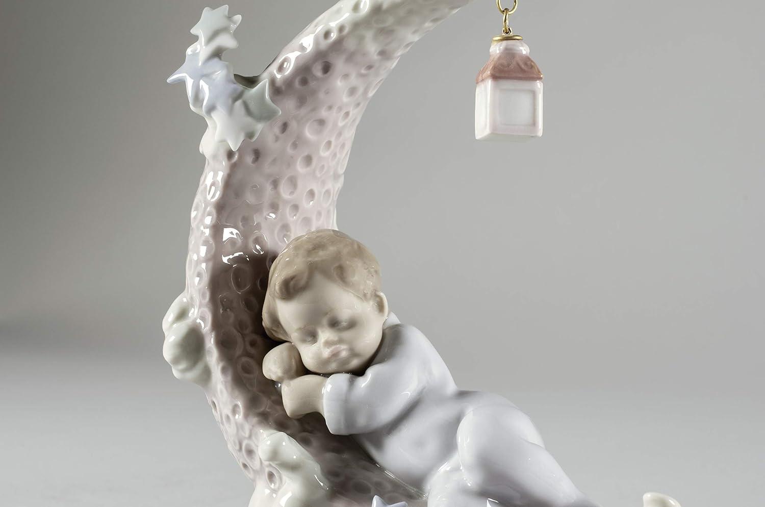 Heavenly Slumber Crescent Moon Porcelain Baby Boy Figurine