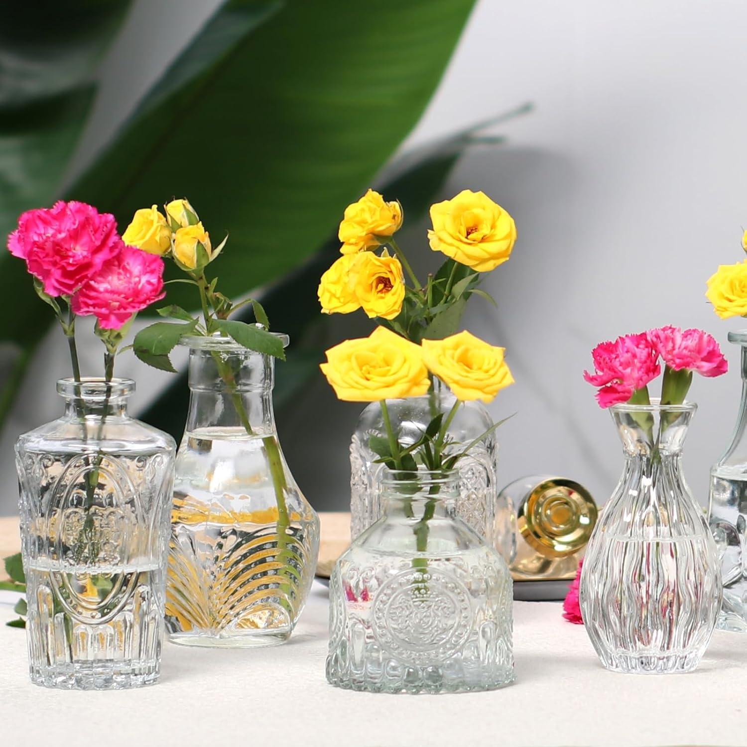 Bud Vases Set of 12, Small Glass Vases for Centerpieces, Small Flower Vases for Centerpieces, Vintage Mini Vase, Clear Bud Vase for Wedding Table Decor