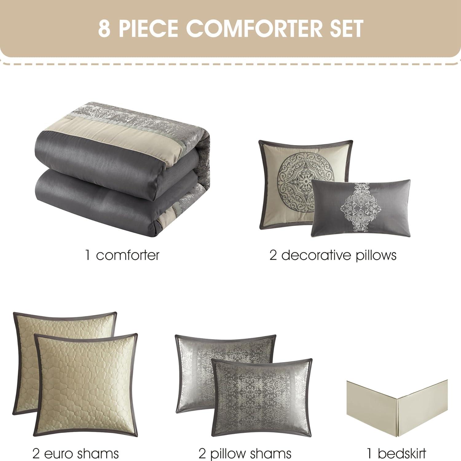 Nanshing America, Inc Arabesque 8 Piece Traditional Comforter Set