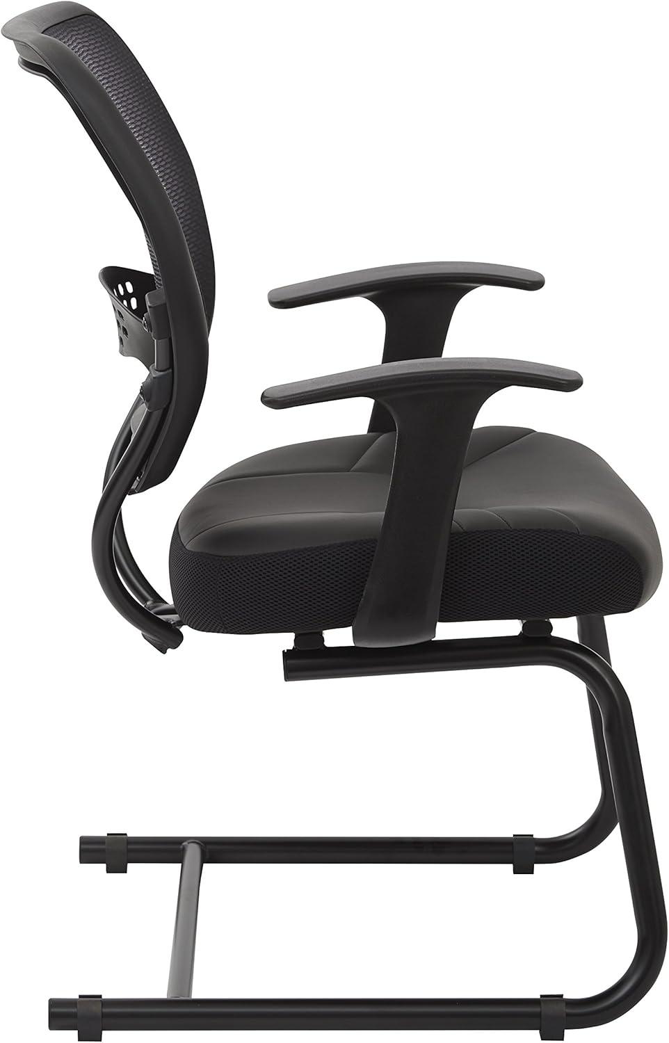 Modern Black Leather and Metal Office Chair with Lumbar Support