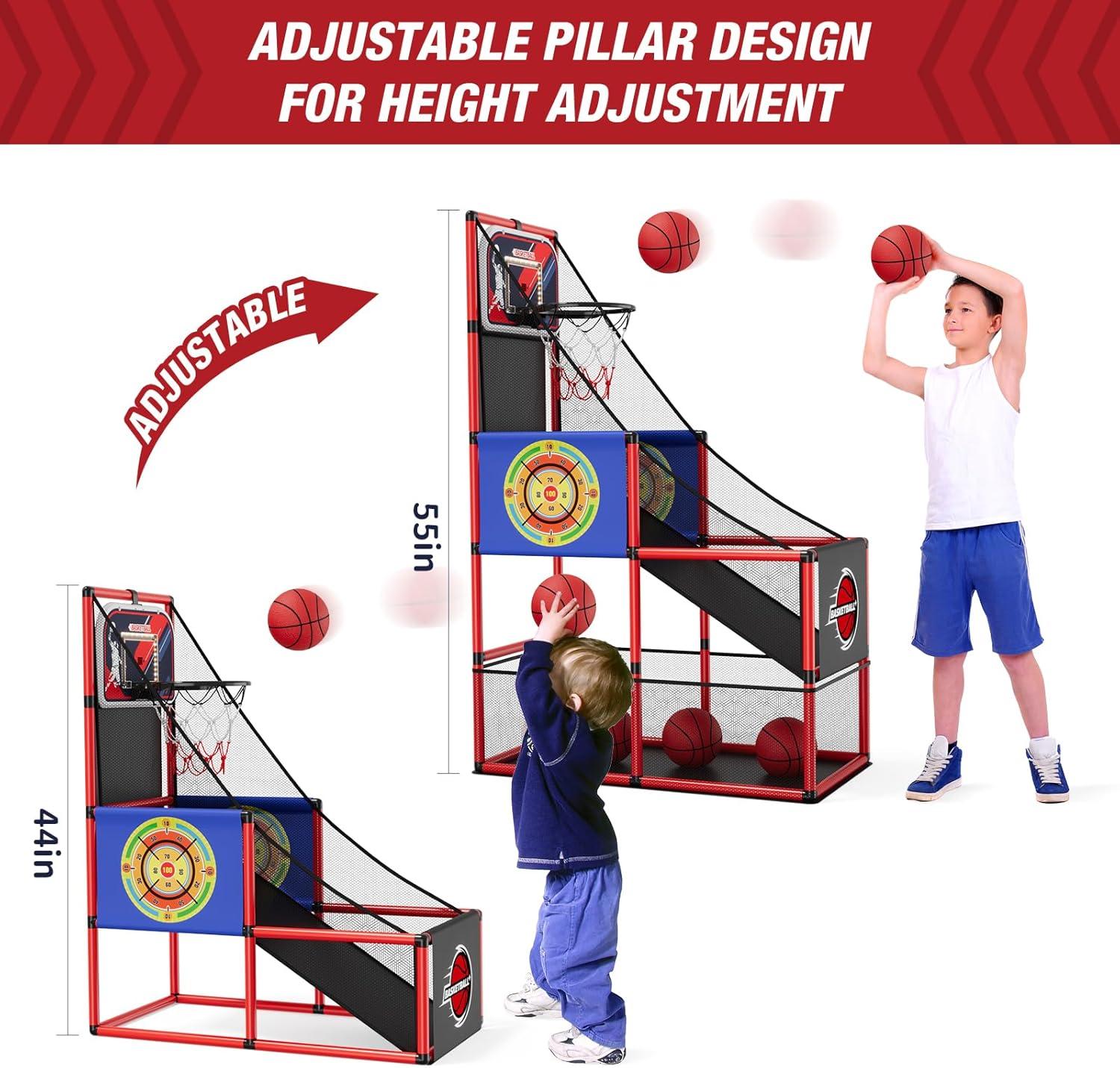 Adjustable Height Indoor Outdoor Basketball Arcade Game Set