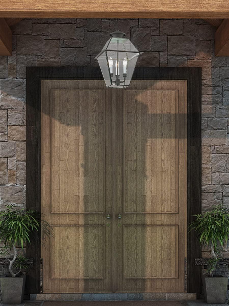 Charcoal Brushed Nickel 3-Light Outdoor Island Pendant with Clear Beveled Glass