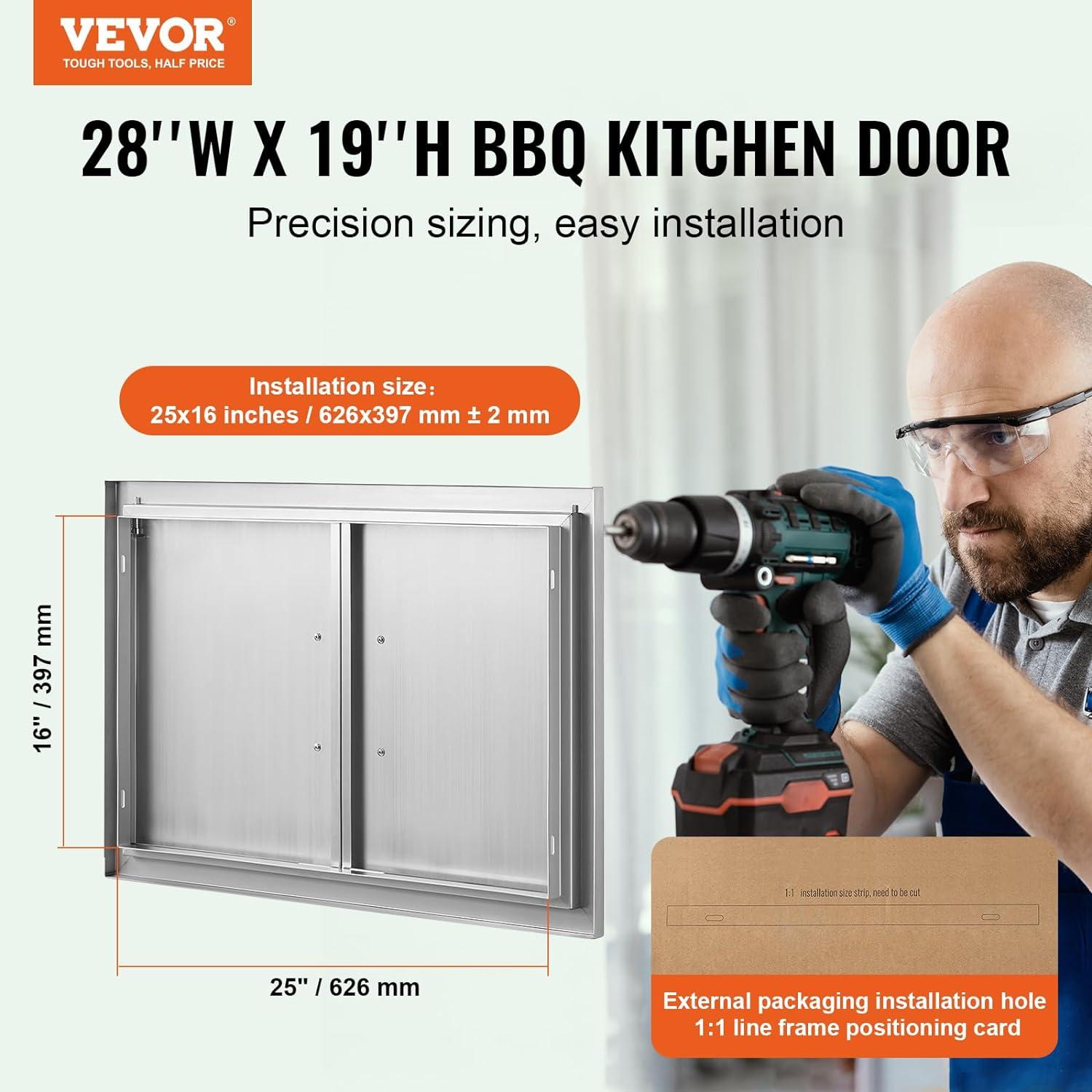 VEVOR 28x19 Inch BBQ Island Access Door Outdoor Kitchen Door Stainless Steel