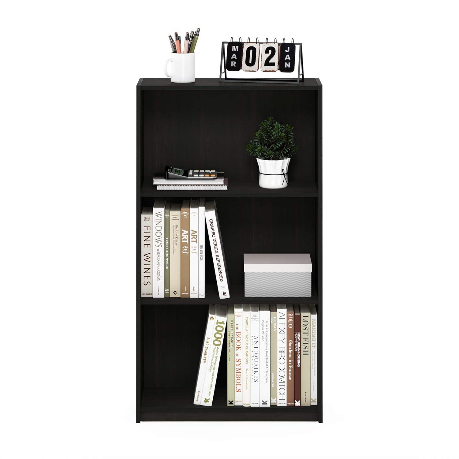 Furinno Easy Assembly 3 Cube Decorative Bookshelf Storage Display Cabinet 3-Tier Multi-functional Open Shelf,Espresso