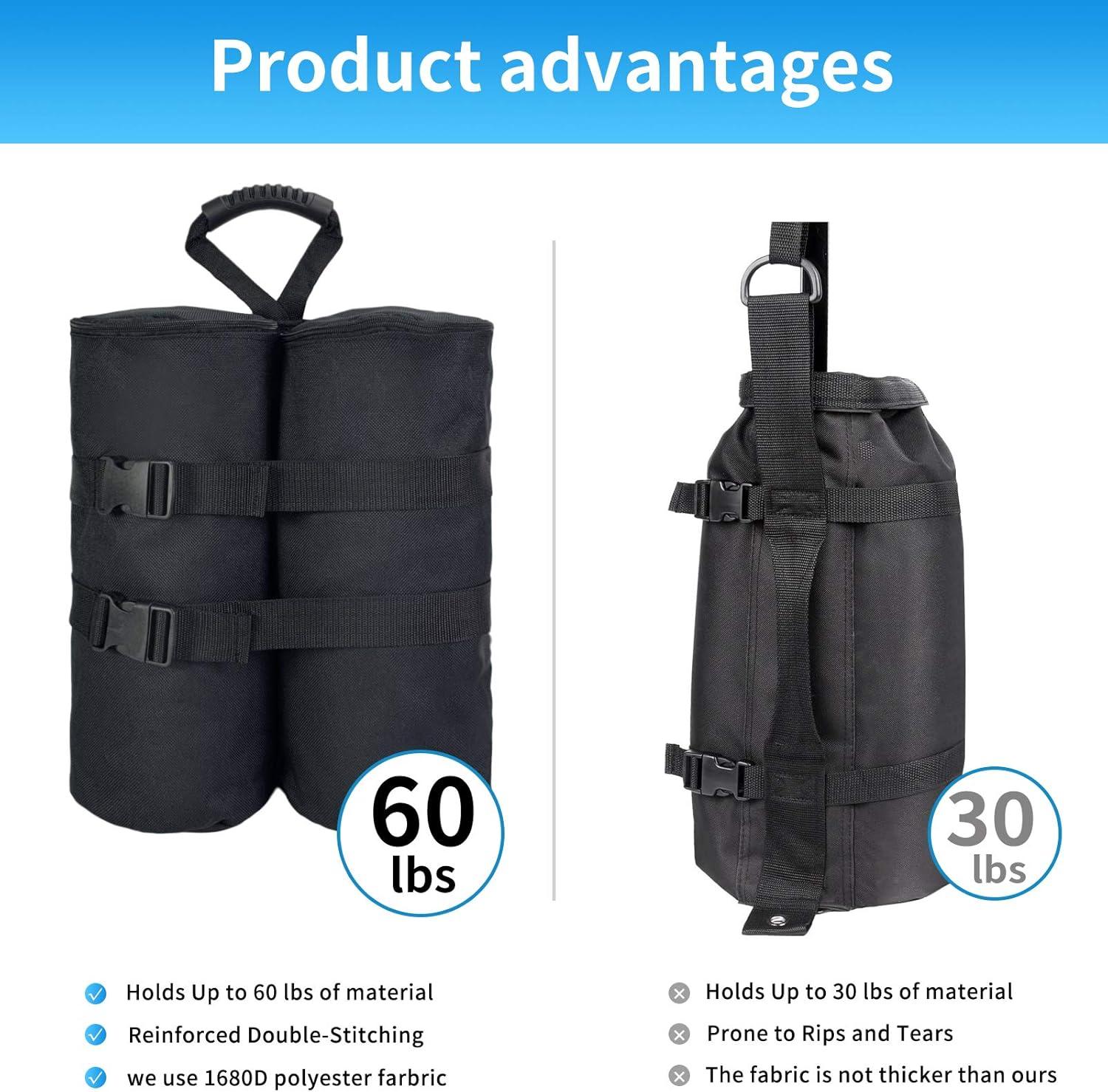 Plus Size Weight Bags(240 lbs) for Pop up Canopy Tent, 1680D Heavy Duty Leg Weights Sand Bags for Instant Outdoor Sun Shelter Canopy, Set of 4