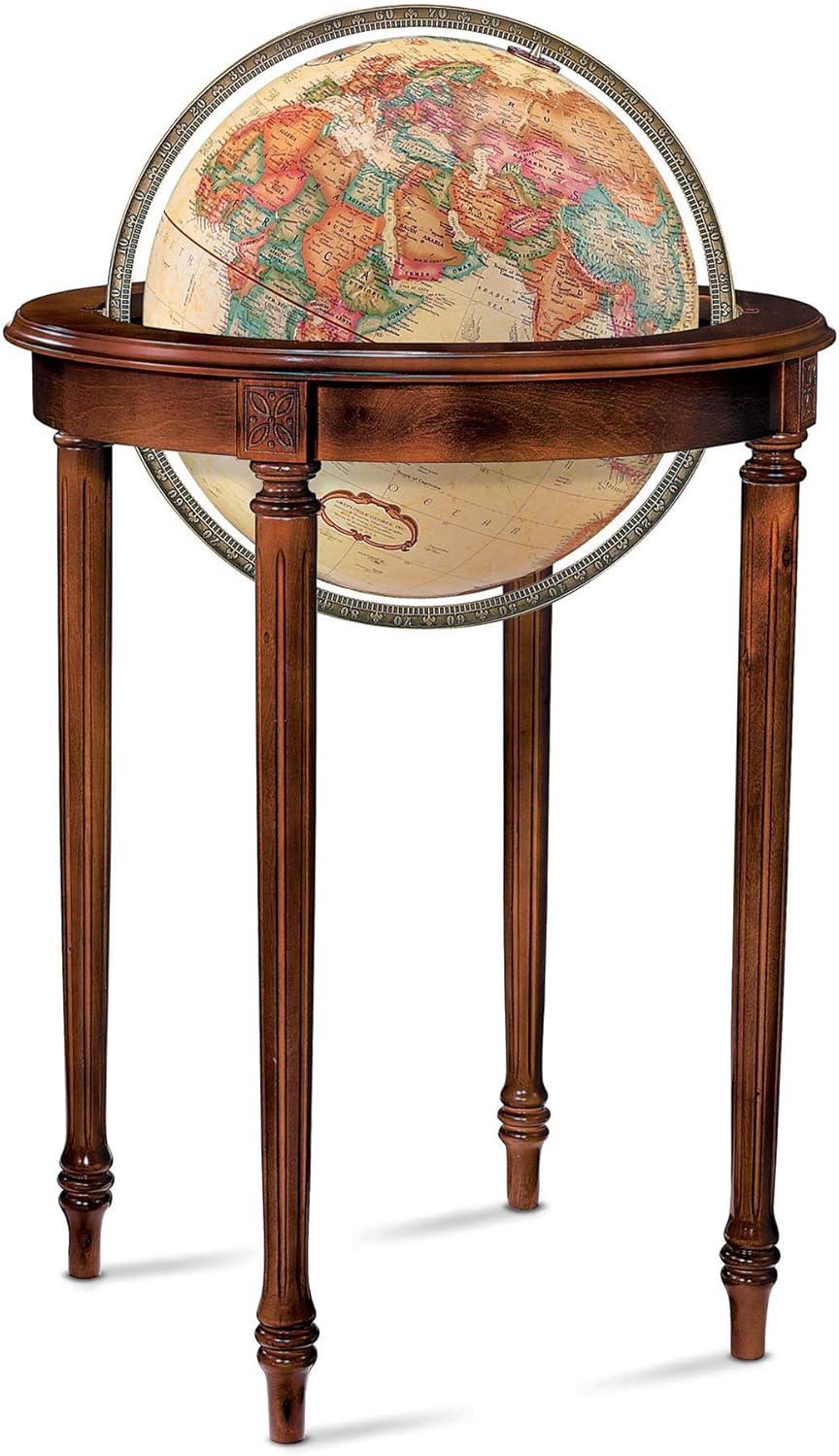 Antique 16" Globe with Walnut-Finish Hardwood Stand