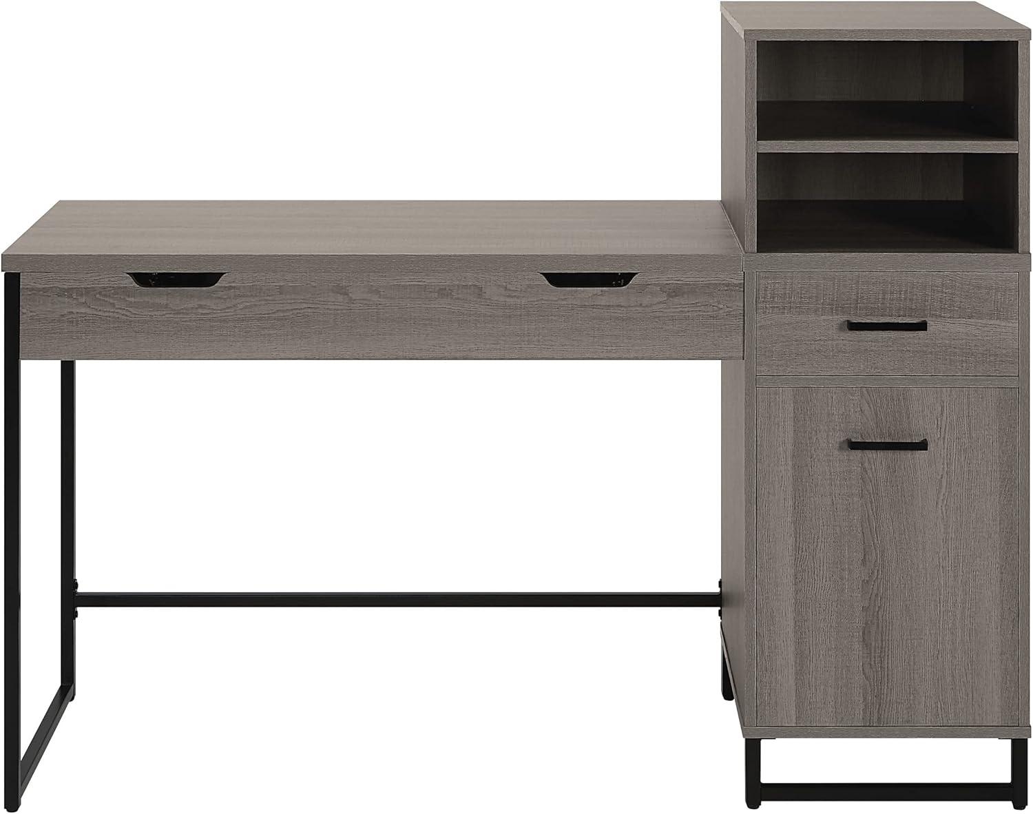 Hagney Lane Worksmart Sit-To-Stand Desk in Farm Oak Engineered Wood
