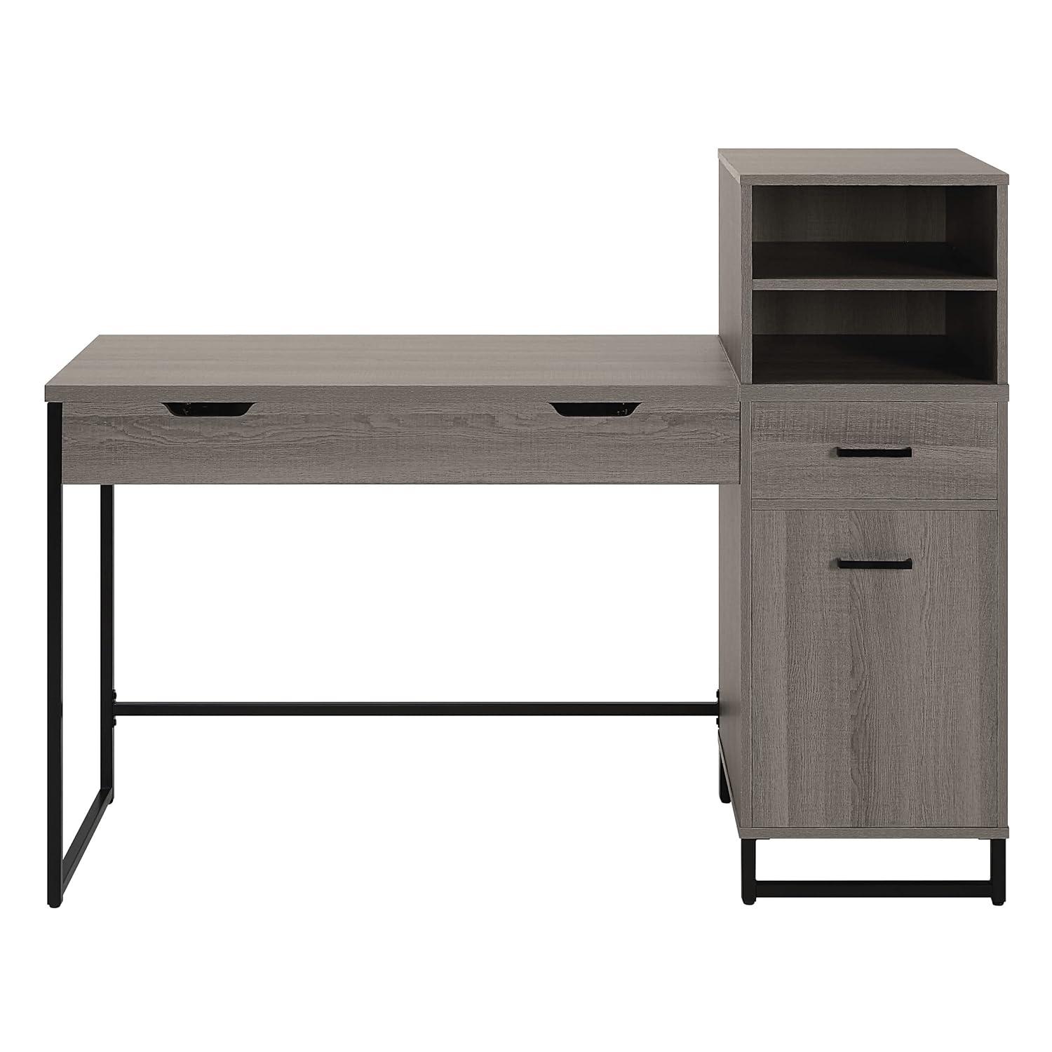 Hagney Lane Worksmart Sit-To-Stand Desk in Farm Oak Engineered Wood