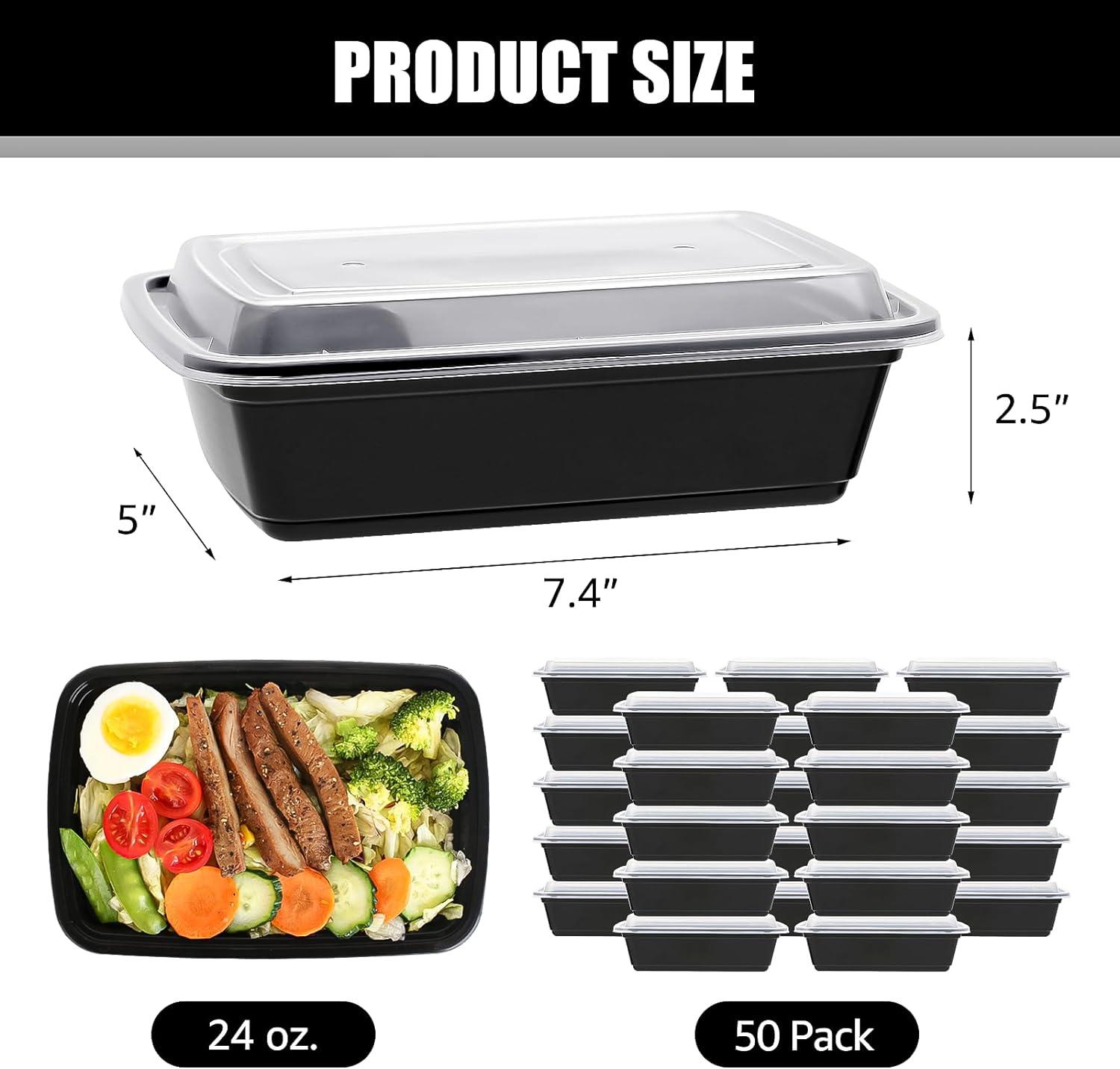 Black BPA-Free Plastic Meal Prep Containers Set