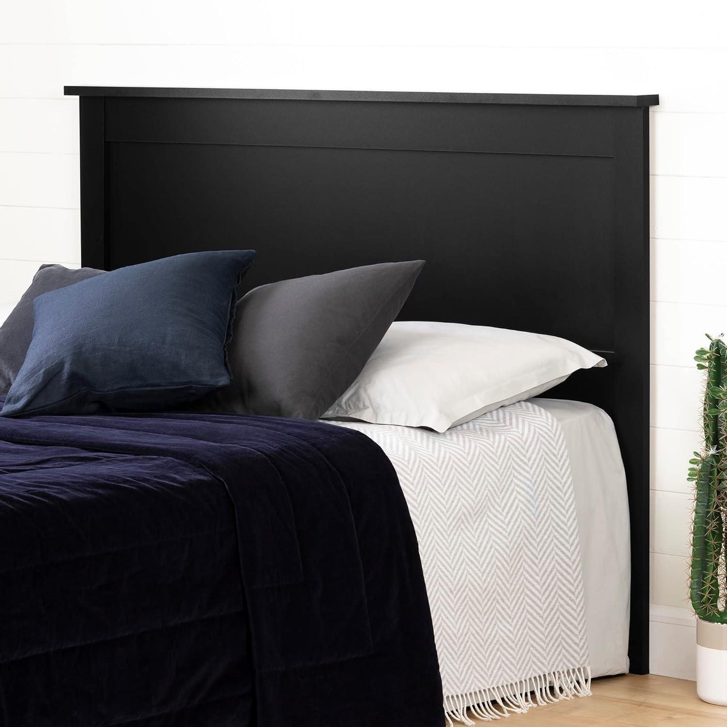 Contemporary Black Engineered Wood Full/Queen Headboard