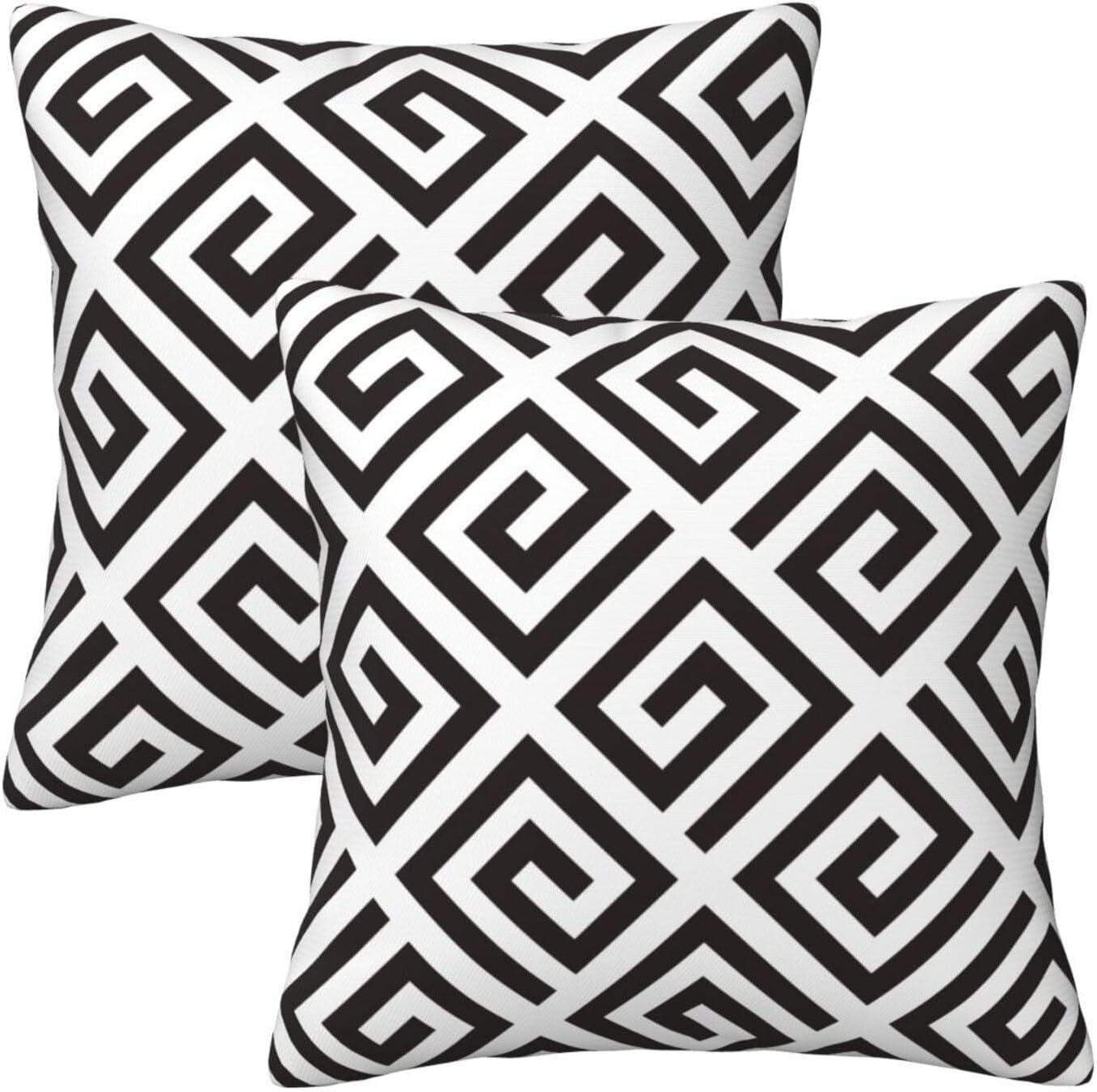 Modern Abstract Black and White Pillow Covers 18x18 in Couch Pillow Case Sets of 2 Decorative Square Throw Pillows for Home Living Room Bedroom Bed Cushion Outdoor