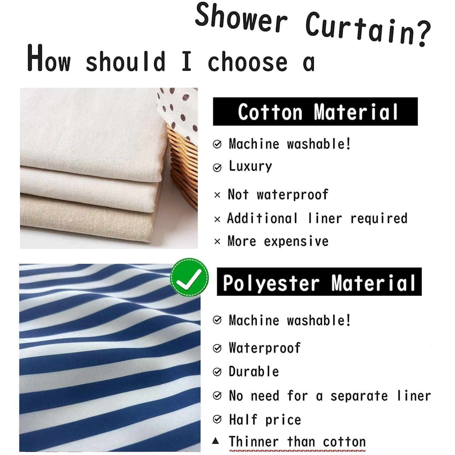bufftieo Navy Blue and White Shower Curtain for Bathroom Boho Striped Fabric Modern Farmhouse Tassel Shower Curtain Sets - 72" x 72"