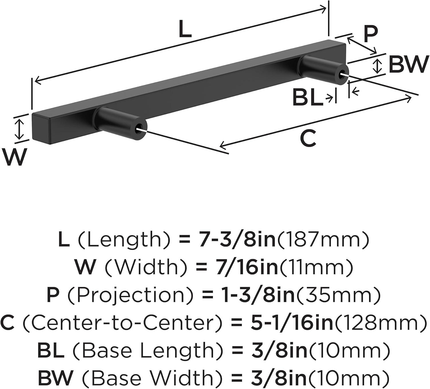 Matte Black Modern Bar Cabinet Pulls with Mounting Hardware, 10 Pack