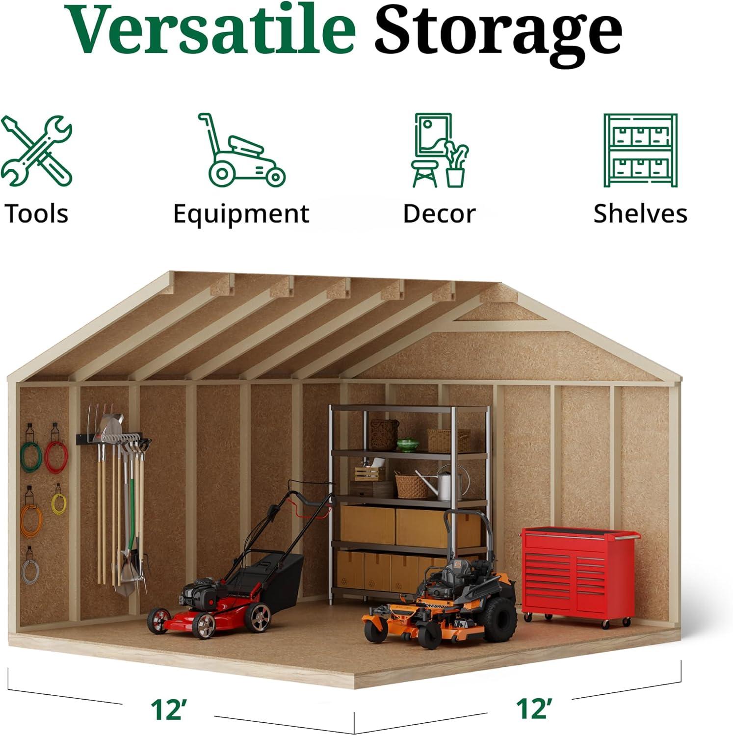 Little Cottage Co. 12x12 Value Workshop Shed with Operable Windows, Outdoor Wood Storage Do-It-Yourself Precut Kit