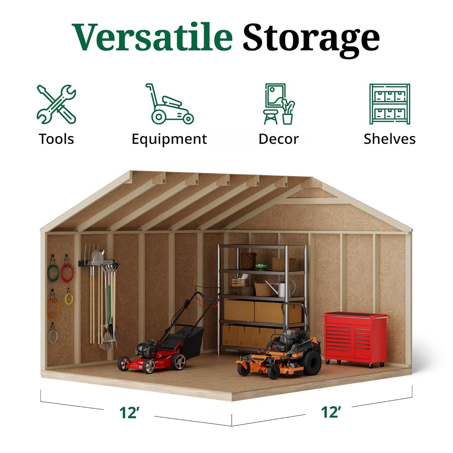 Little Cottage Co. 12x12 Value Workshop Shed with Operable Windows, Outdoor Wood Storage Do-It-Yourself Precut Kit