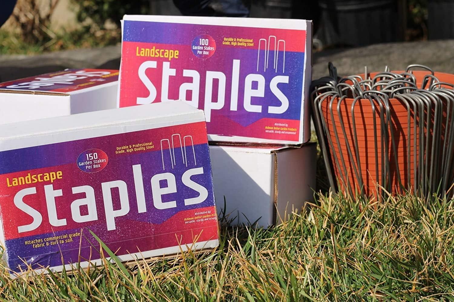 Ashman Online, Garden Landscape Staples Ground Stakes Pins, Silver Color, SOD Staples, 200 Count Heavy Duty & Anti Rust