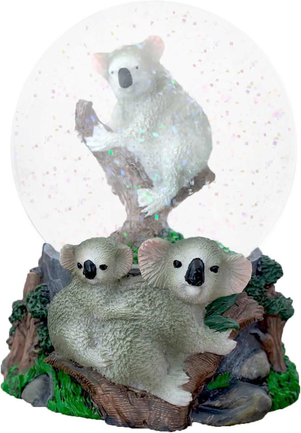 Climbing Koala Family Musical Water Globe with Resin Base