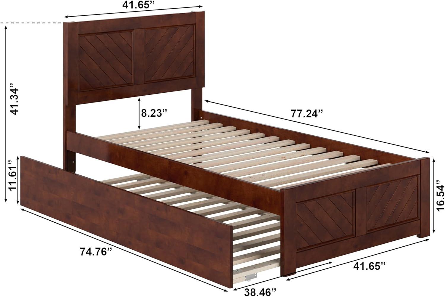AFI Canyon Walnut Solid Wood Platform Bed with Matching Footboard & Twin Trundle, Twin
