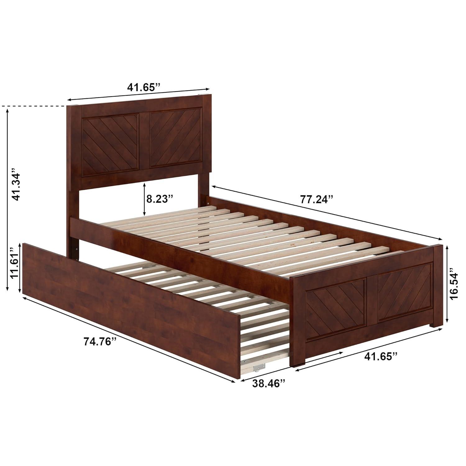 AFI Canyon Walnut Solid Wood Platform Bed with Matching Footboard & Twin Trundle, Twin