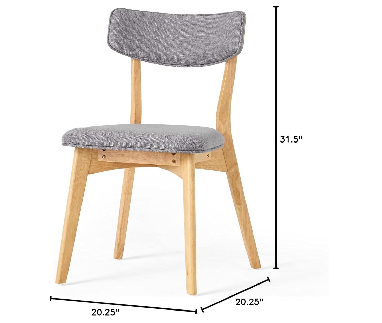 Molly Mid Century Modern Dining Chairs with Rubberwood Frame (Set of 2)
