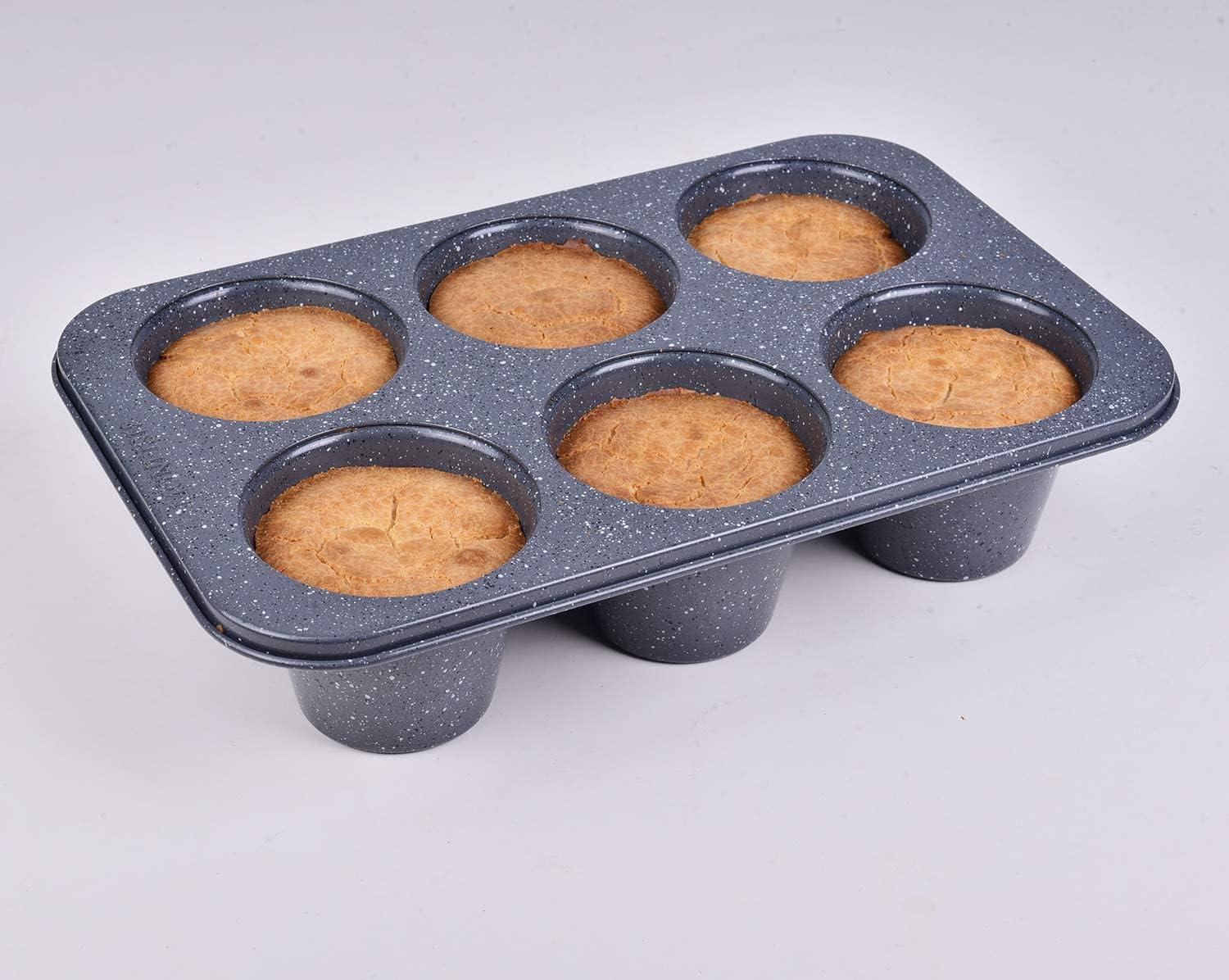 Gray Granite Non-Stick Jumbo 6-Cup Muffin Pan
