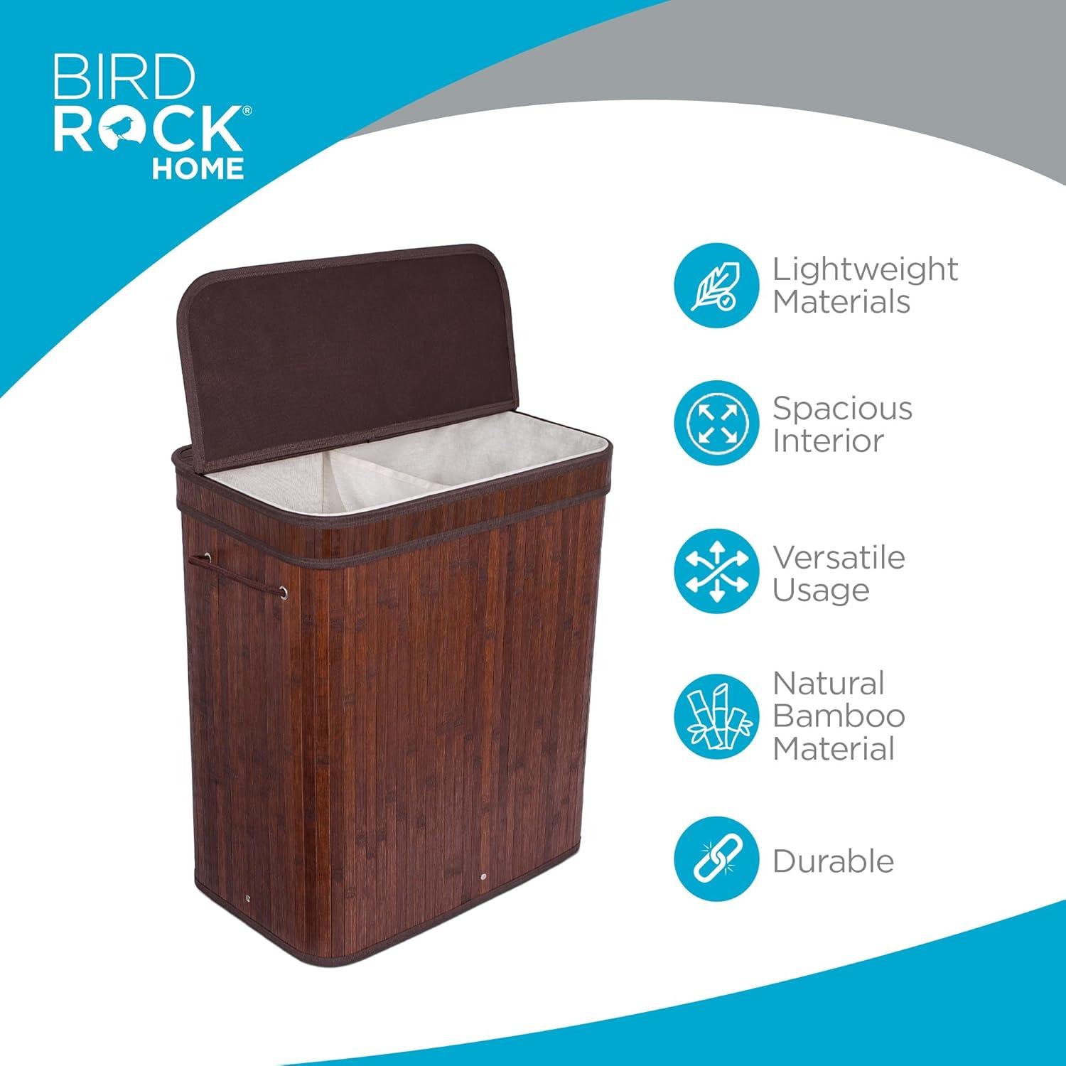 BirdRock Home Bamboo Laundry Sorter with Handles