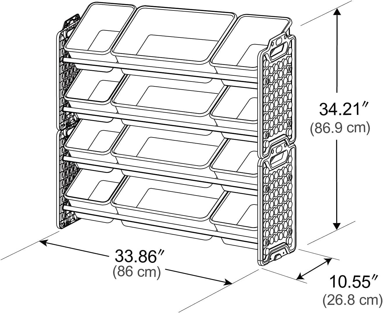 UNiPLAY Toy Organizer With Removable Storage Bins, Multi-Bin Organizer for Books, Building Blocks, School Materials, Toys with Baseplate Board Frame