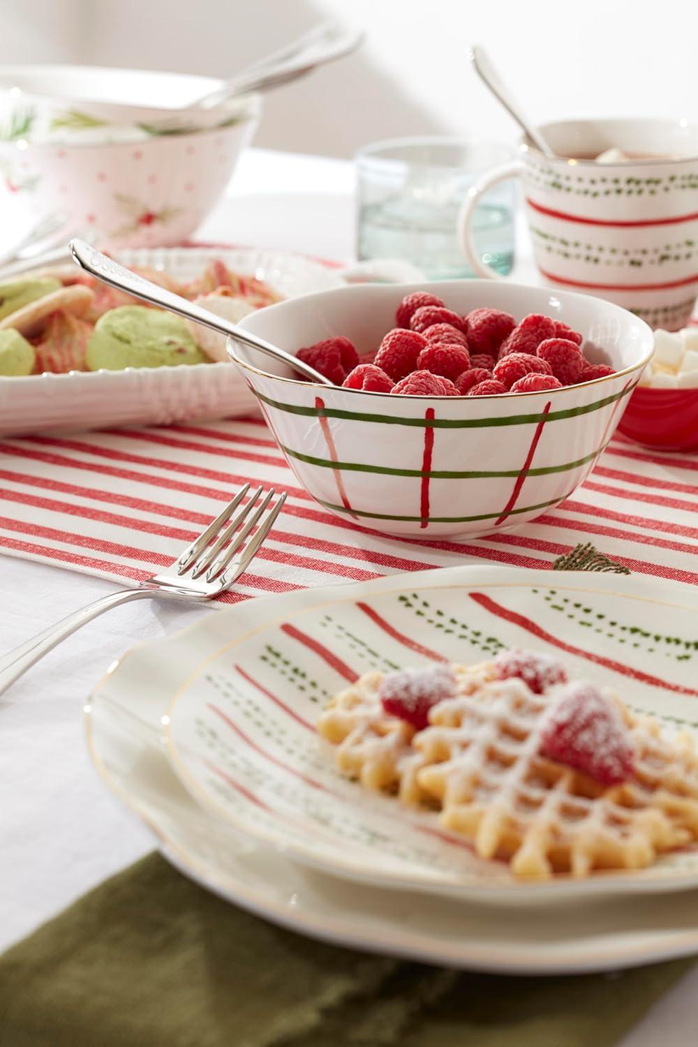 Ivory Ceramic Holiday Motif Mug Set, 12oz, Set of 4