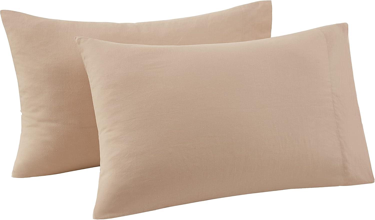 Beige Cotton Linen Blend Standard Pillowcase Pair