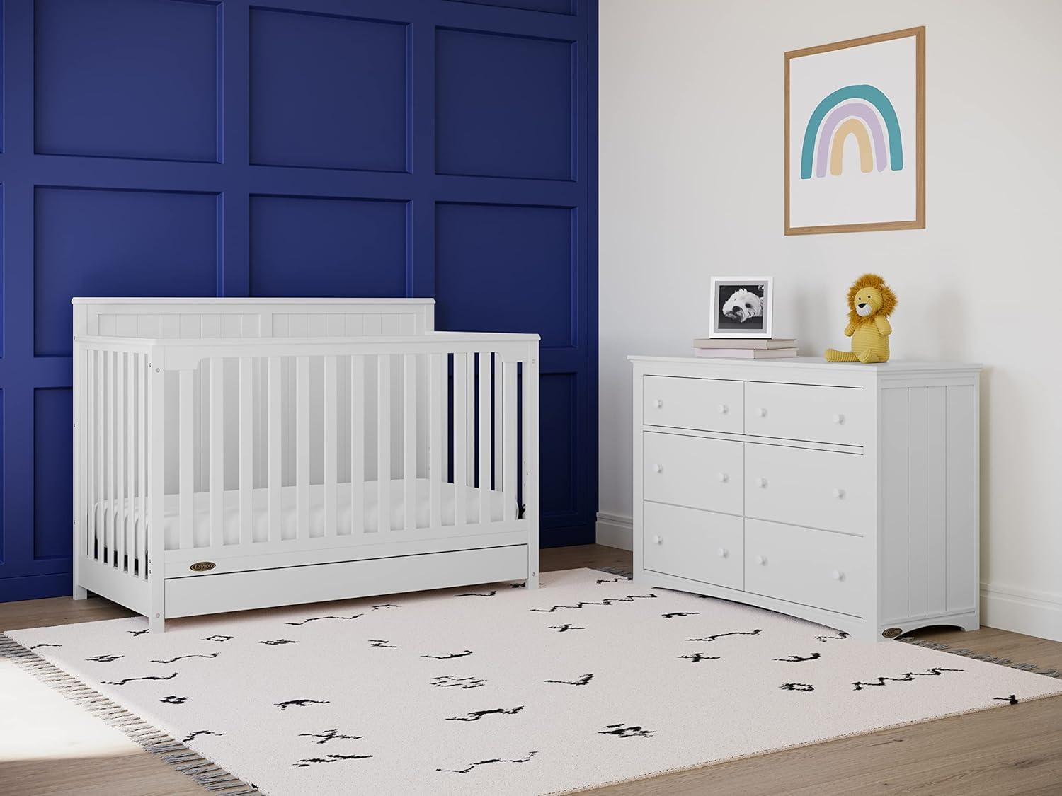 White 5-in-1 Convertible Crib with Storage Drawer