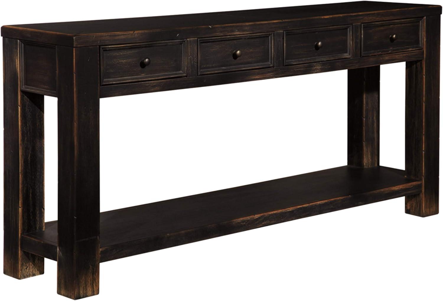 Gavelston Black Wood Rectangular Console Table with Storage