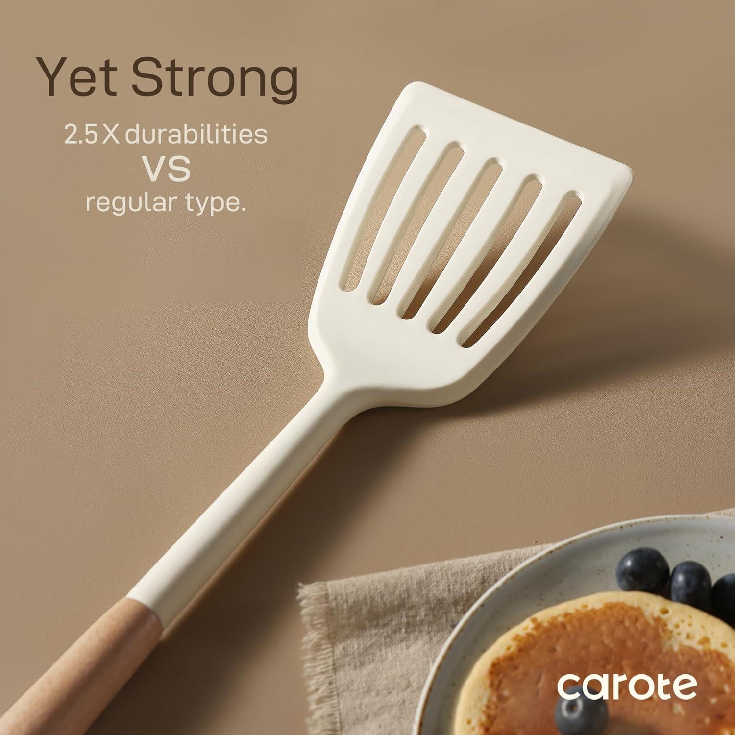 Carote 17-Piece Silicone and Wood Cooking Utensil Set, Heat-Resistant, Safe for Nonstick Cookware