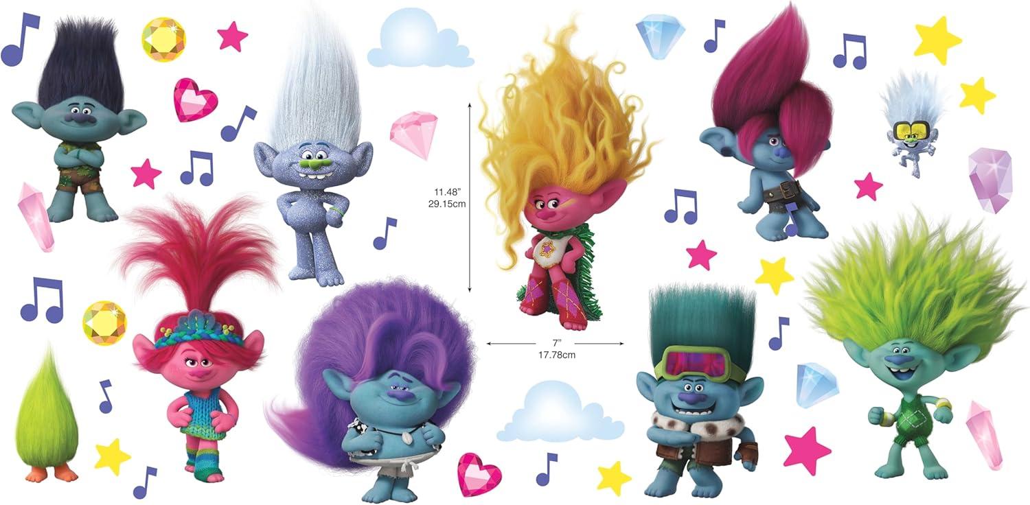 Trolls 3 Band Together with Glitter Wall Decals