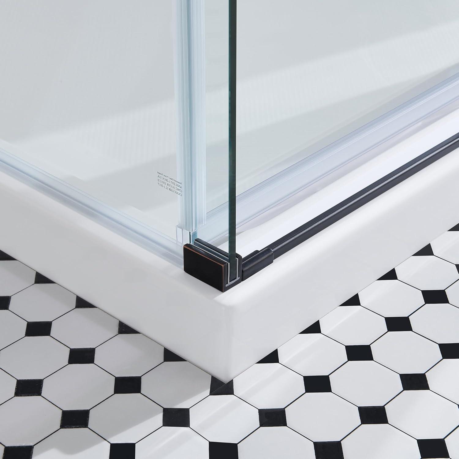 OVE Decors Bel Soft Close Stainless Steel 3-Piece 32-in x 48-in x 81-in Base/Door Corner Shower Kit