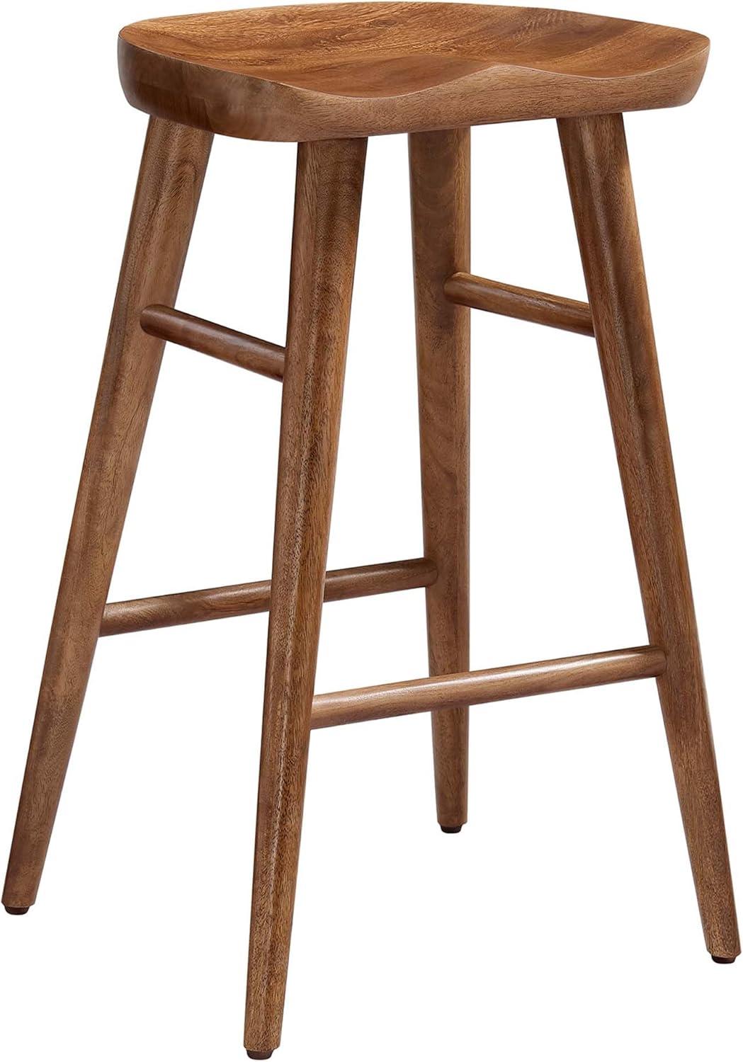 Modway EEI-6739-WAL Saville Backless Wood Counter Stools - Set of 2, Walnut