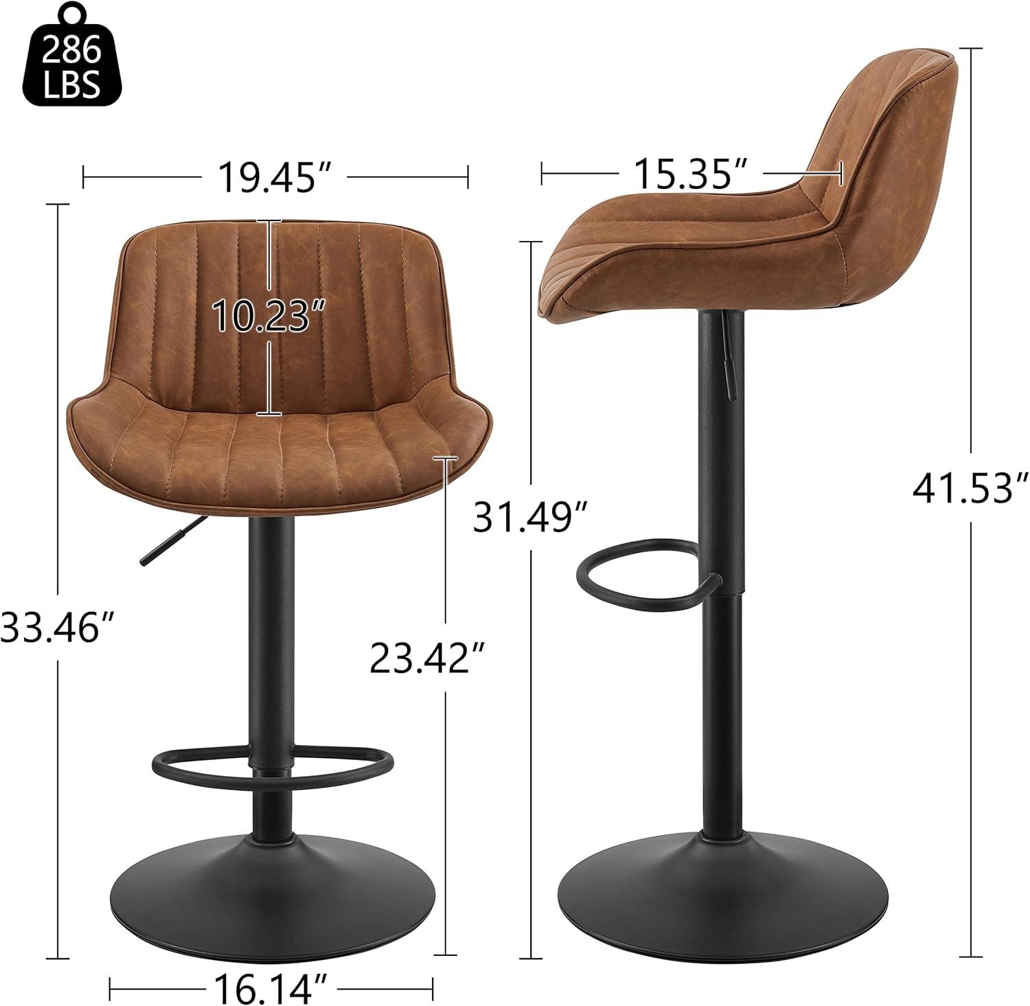 walsunny Swivel Upholstered Adjustable Height Counter Stool with Metal Frame (Set of 2)