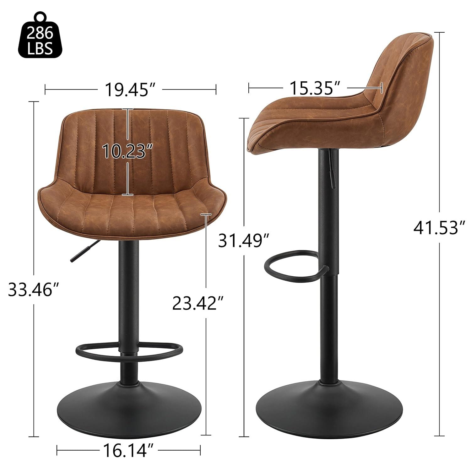 walsunny Swivel Upholstered Adjustable Height Counter Stool with Metal Frame (Set of 2)
