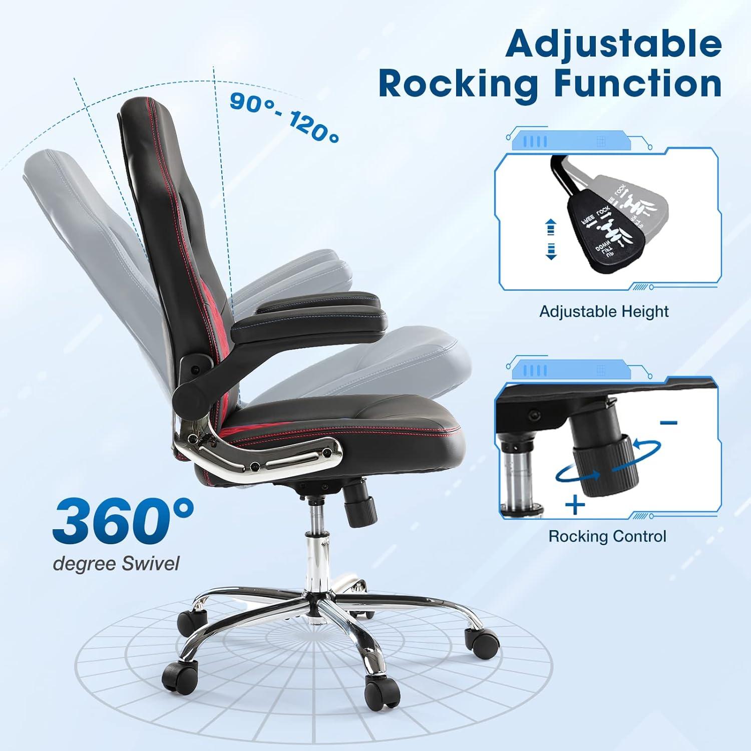 Black and Red PU Leather Ergonomic Gaming Office Chair