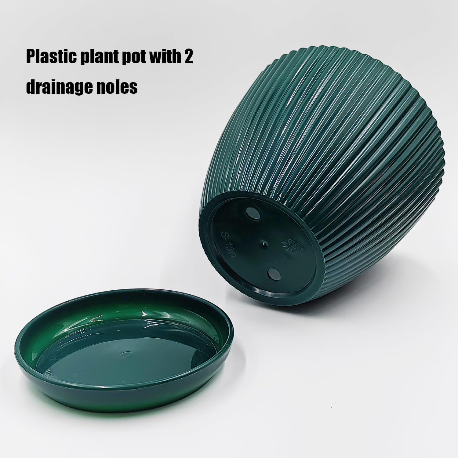 Durable Plastic Planter Set - 6 Versatile Pots With Saucers For Every Plant