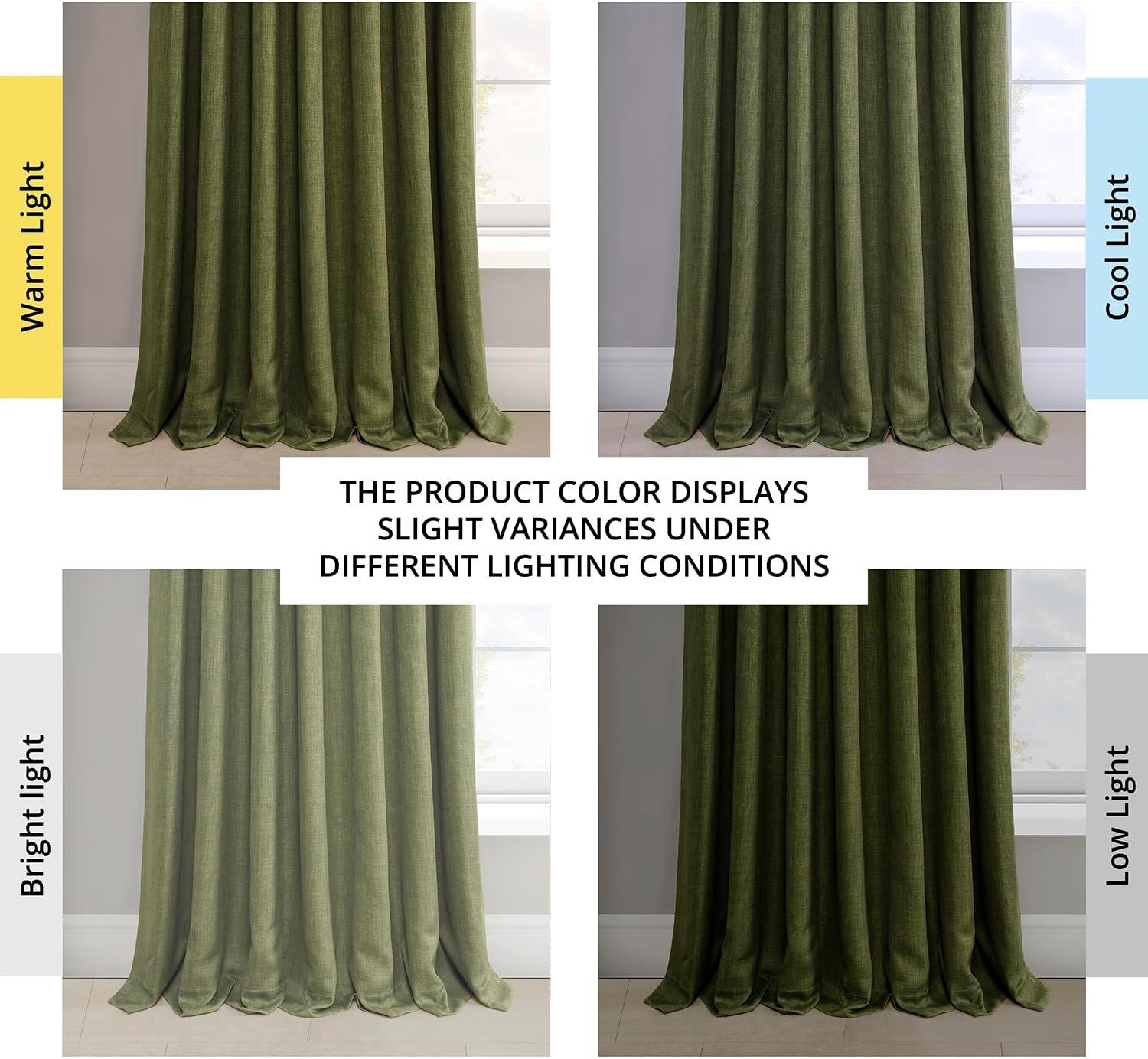 HPD Half Price Drapes Tuscany Green Faux Linen Room Darkening Curtains for Bedroom & Living Room Curtains (1 Panel), Door & Window Curtains 84 inches long, Rod Pocket Curtains, 50W X 84L