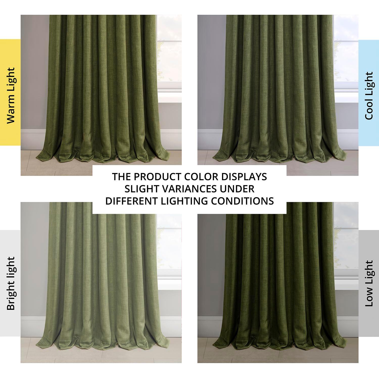 HPD Half Price Drapes Tuscany Green Faux Linen Room Darkening Curtains for Bedroom & Living Room Curtains (1 Panel), Door & Window Curtains 84 inches long, Rod Pocket Curtains, 50W X 84L