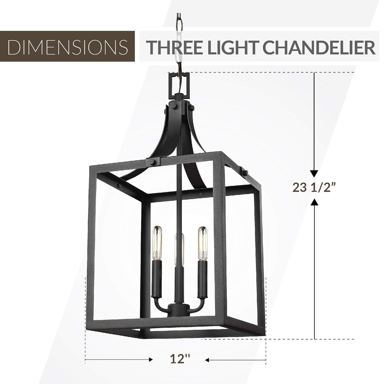 Generation Lighting Labette 3 -Light Black Traditional Square Medium Hanging Pendant light
