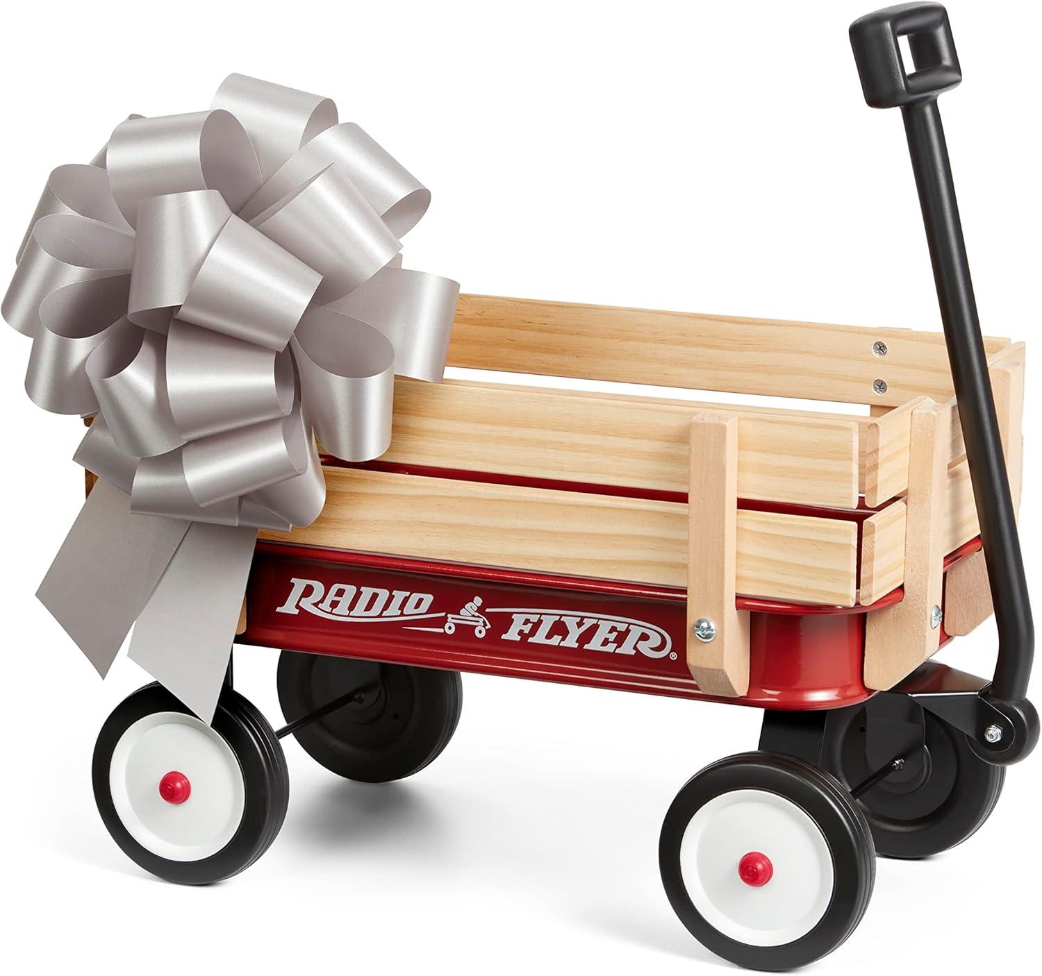 Radio Flyer My 1st Miniature Steel & Wood Wagon, 19" Long Toy Wagon for Kids 1.5+