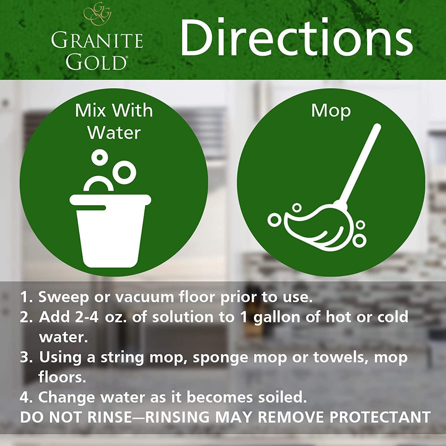 Granite Gold Stone And Tile Floor Cleaner - No-Rinse Deep Cleaning Granite, Marble, Travertine, Ceramic Solution - 32 Ounces (Packaging may vary)