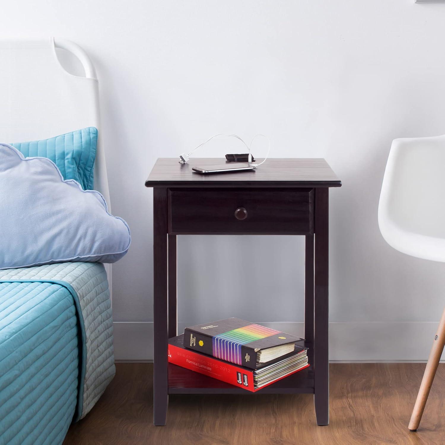 Night Owl Night Stand with USB Port, Espresso