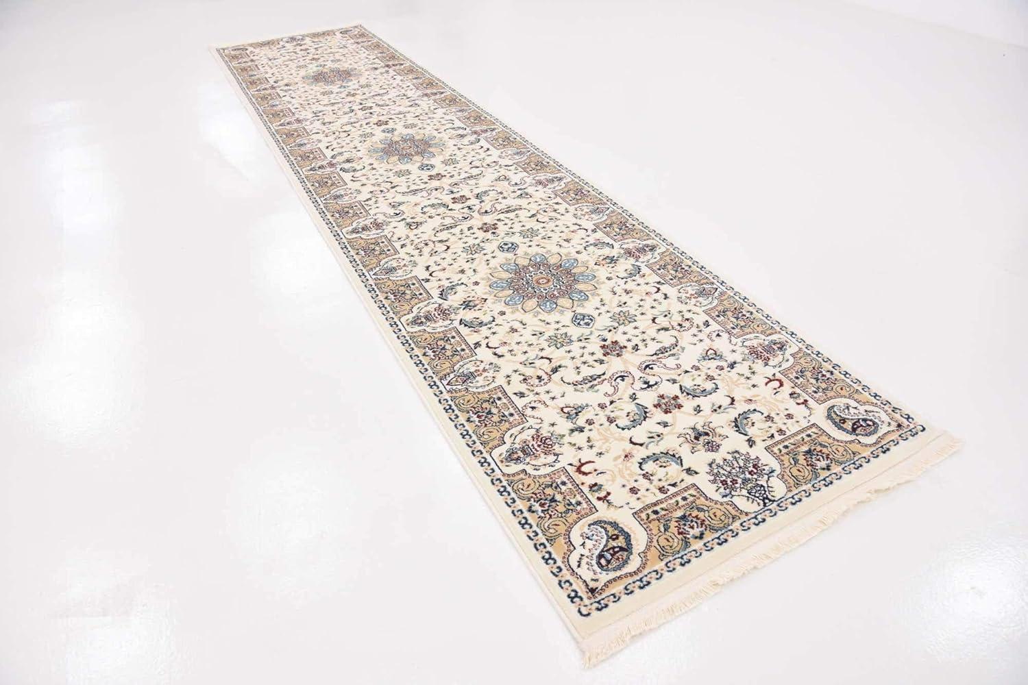 Unique Loom Newcastle Narenj Rug Ivory/Beige 3' x 13' 1" Runner Floral Traditional Perfect For Bathroom Hallway Mud Room Laundry Room