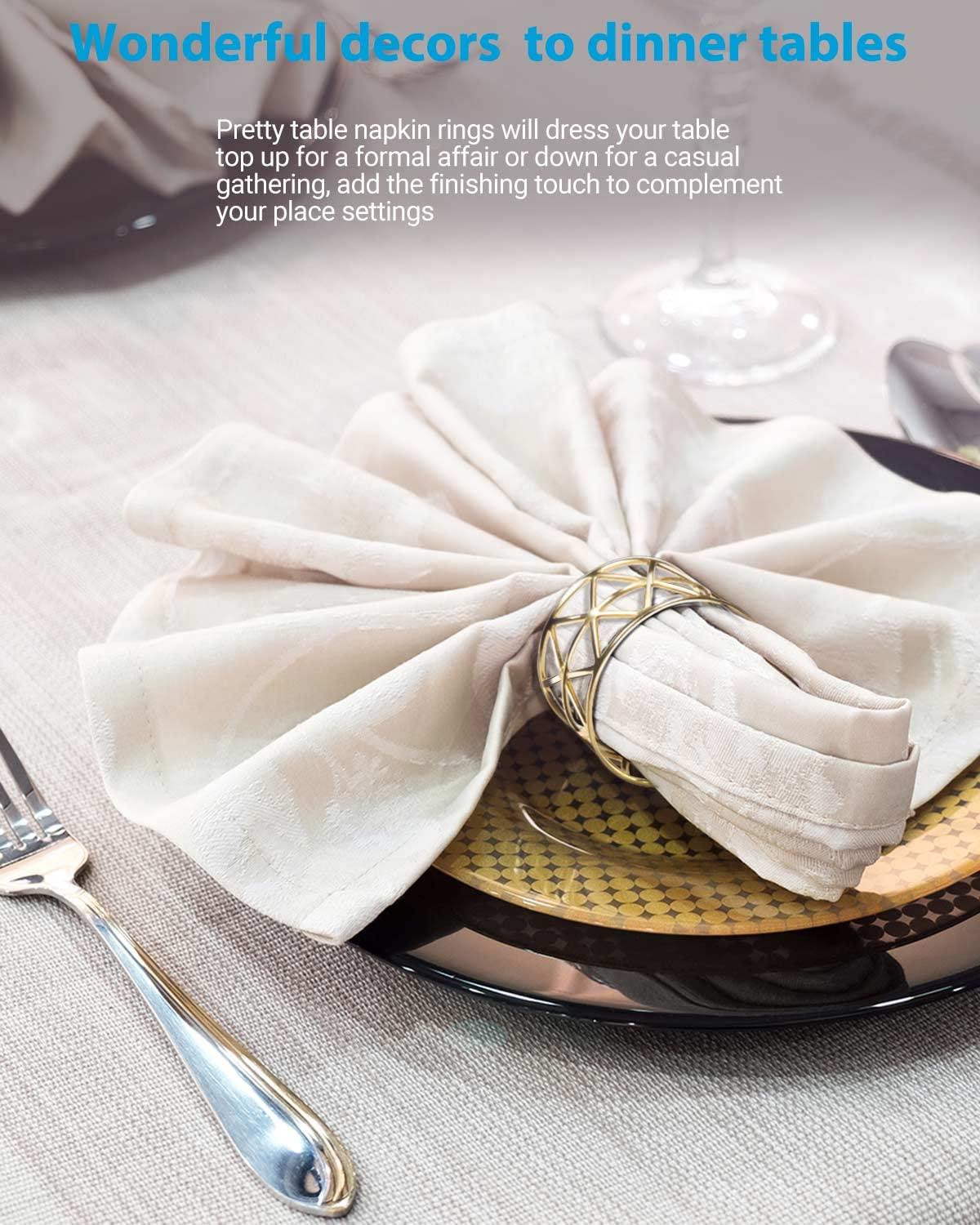 12PCS – Napkin Rings, Gold Napkin Rings Set of 12, Holiday Napkin Holders for Dining, Anniversary, Birthday, Christmas, Easter, Fall, Halloween, Thanksgiving, Party of Table Setting