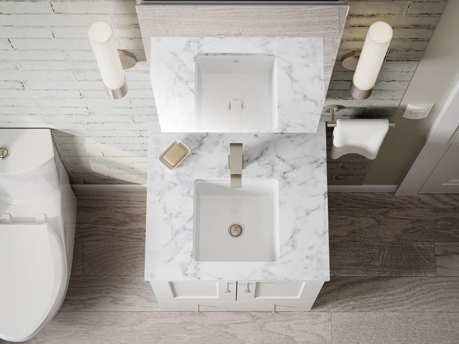 Verticyl Vitreous China Square Undermount Bathroom Sink with Overflow
