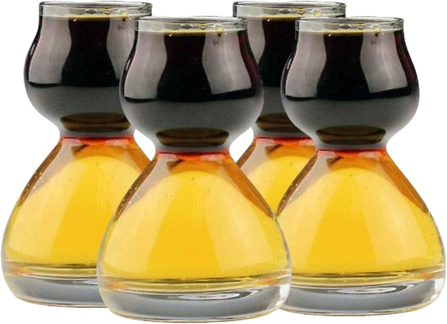QUAFFER Double Bubble Layered PLASTIC Shot Glass – Clear Chaser Shot Glass Jigger for Smooth Tasty Shots – Fun Unique Split Shot Glasses Barware (Set of 4)
